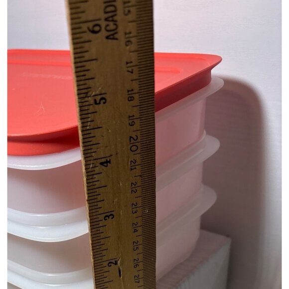 Tupperware Freezer Mate Stackables 3 Sheer Bottom Containers Peach Seal Lid - Picture 7 of 8